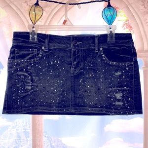 Wallflower Denim Mini Skirt with Studs and Bling